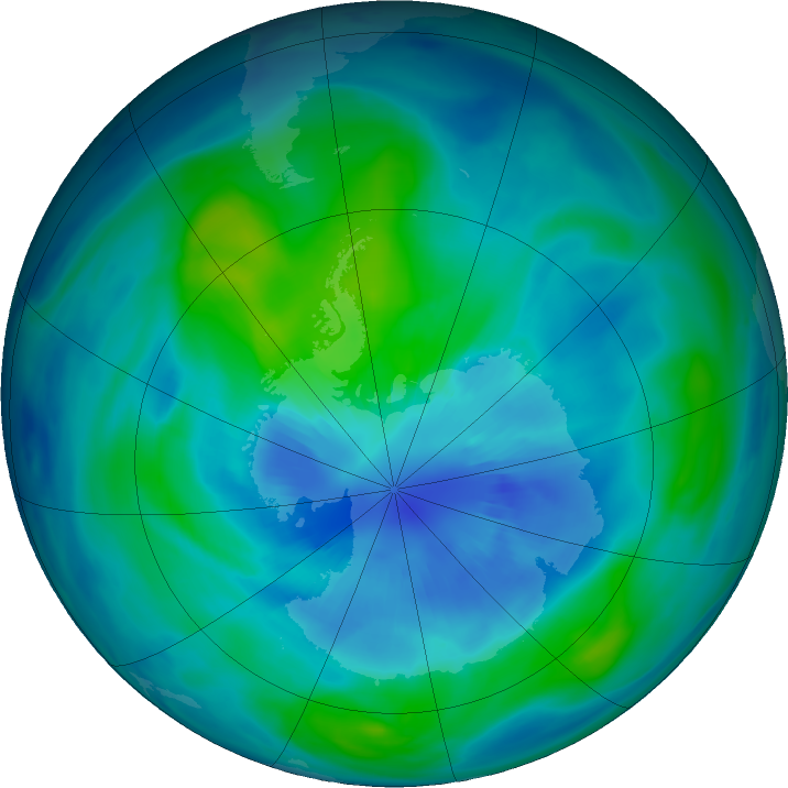 Antarctic ozone map for 29 March 2018